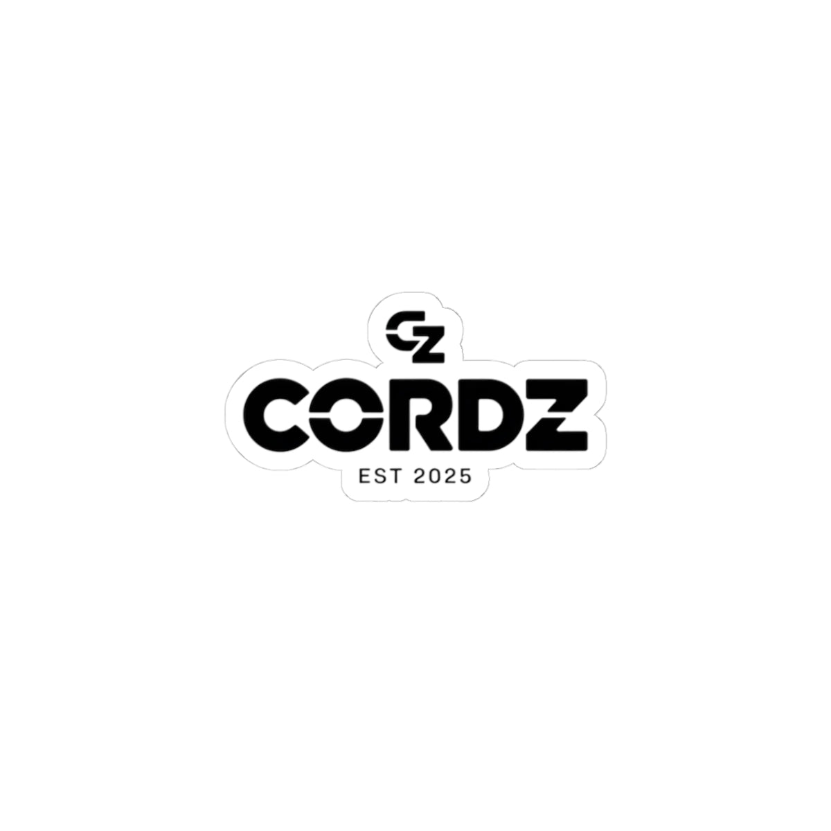 CORDZ Logo Kiss - Cut Sticker — Black & White Brand Decal (EST 2025) - cordz clothing